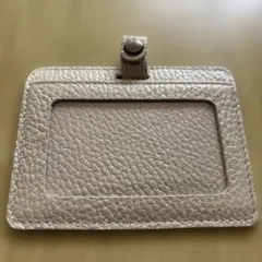 クリームベージュ/白/パスケース/定期入れ/透明ポケット付き/通勤/通学