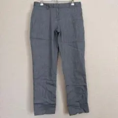 ギャップ スリムクロップドパンツ 4 リネン グレー 裾スリット ストレッチ
