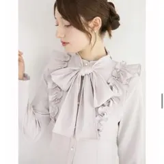tocco closet ワンピース ボウタイリボン付きパール釦フリル ピンク