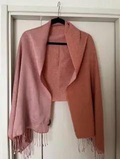 ピンクオレンジグラデーションショール シルクとウール