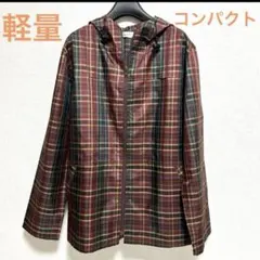 軽量コンパクト❗️チェック柄フード付きシャカシャカパーカー