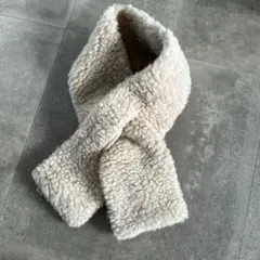 ウール100% ボアマフラー ベージュ　ティペット COLD BREAKER