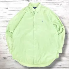 ラルフローレン 長袖シャツ 刺繍ロゴ ライトグリーン L 1942