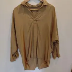 スキッパーシャツ　 長袖　М　ベージュ