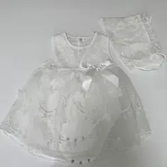 ♡70-80cm♡2点セット♡刺繍フォーマルセレモニー ベビードレス&帽子♡