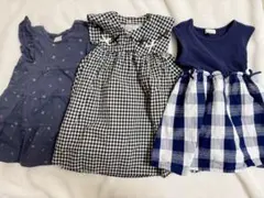 ワンピース3点セット（ネイビー・チェック柄）