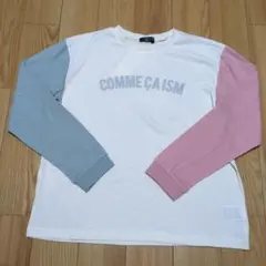 新品☆コムサイズム　オフ白　ロゴプリント長袖Tシャツ150㎝