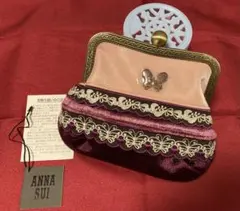 ✨新品　未使用✨ANNA SUI バタフライモチーフ がま口　ベロア　ラメ
