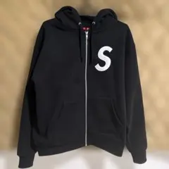 S Logo Zip Up Hooded Sweatshirt Black