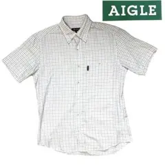 AIGLE エーグル　チェック ボタンダウンシャツ Mサイズ半袖