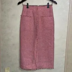 NOLLEY'S ピンク タイトスカート フリンジ加工