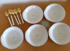 【未使用】クリヤマ ホワイトシェリー L皿 カレー パスタ皿 スプーン