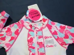 ♪新品★ラッシュガード★１0０㎝★ハート柄★フルジップ★ハート＆フリル