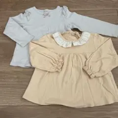 プティマイン 110cm ロンT2枚セット ブルー　クリーム