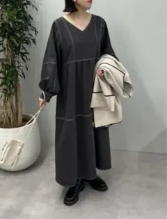 アンディコール undixcor 前後2way 配色ステッチロングワンピース