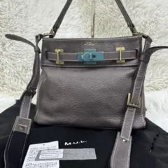 数量限定品】M.U.L レイヤーチェーンショルダーS デニムレザーカーキ 