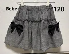 Bebe リボン付きチェック柄スカート 120
