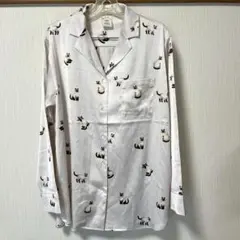【新品未使用】ジェラートピケ 猫プリント サテンパジャマ 上のみ