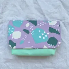 ハンドメイド移動ポケット　ラベンダー×ミントグリーンなおしゃれ柄