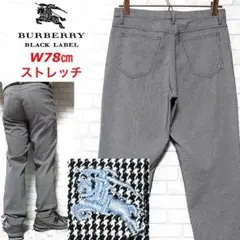 バーバリーブラックレーベル 千鳥格子 ストレッチチノパンツ 刺繍ロゴ 三陽商会