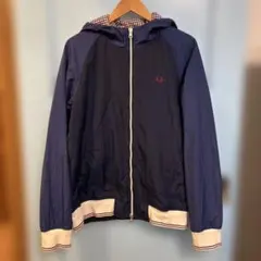 フレッドペリー★ナイロンマウンテンパーカー リバーシブル ネイビー/チェックXL