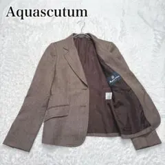 美品 アクアスキュータム ウール カシミヤ テーラードジャケット ヘリンボーン