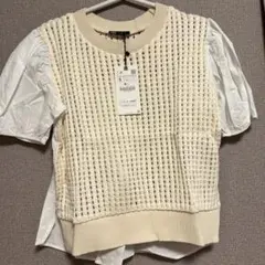 ZARA アイボリー メッシュ Tシャツ Sサイズ