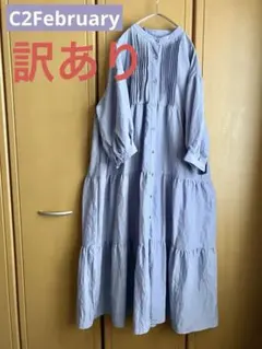 C2february 透け感のある藤色ワンピースＭ