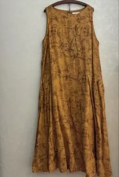 studio CLIP ❁ 麻 綿 草木柄 花柄 ロングワンピース