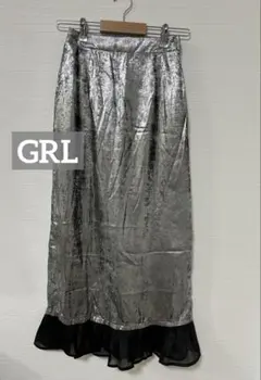 086 美品✨️GRL 裾フリル メタリックスカートのサムネイル