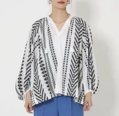 美品 ユナイテッドアローズ グリーンレーベルリラクシング ジャカード ブラウス