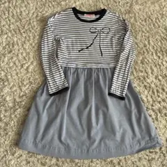 familiar ストライプ長袖ワンピース 130