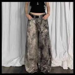 ジーンズ　ワイドパンツ　バギーパンツ　カモフラ　Y2K 韓国　ストリート　迷彩