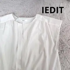 値下げ IEDIT ホワイト シフォン 半袖シャツ 前開き