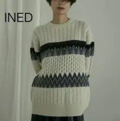 INED イネド SUPERIOR CLOSET ジャガードMIXケーブルニット
