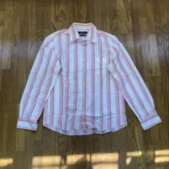 赤と白のストライプ 長袖シャツ Lサイズ