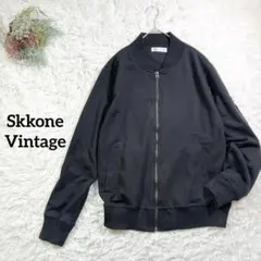 【スコーンヴィンテージ】ジップアップジャンパー　ブルゾン　MA-1　ブラック　L