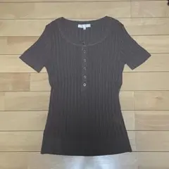 ブ*子様 J&R ブラウン リブ編み Tシャツ Mのサムネイル