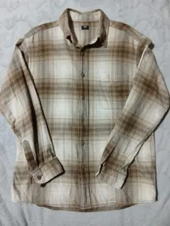 希少 UNIQLO オンブレチェックネルシャツ 名作 黄金色