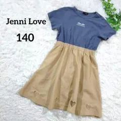ジェニィラブ　半袖ワンピース 140　上下切替　ハート　ウエストゴム　107
