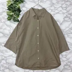 GU コットン100% ブラウン五分袖シャツ ジーユー Mサイズ