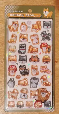 ボンボンドロップシール　和柄　柴犬