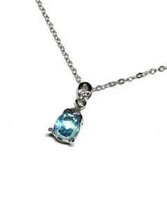 青色オーバルカットペンダントネックレス