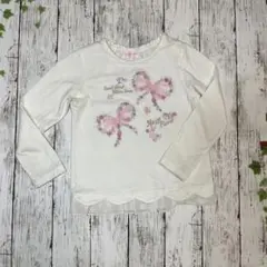 メゾピアノ120 Tシャツ　刺繍　リボン