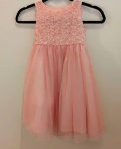 キッズドレス　110　ピンク　レース　花　チュール　発表会　結婚式