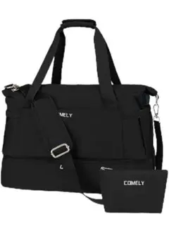 COMELY ボストンバッグ ブラック ポーチ付き