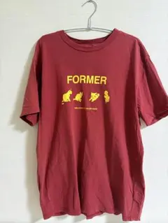 【最終値下げ】FORMER プリント クルーネックTシャツ レッド