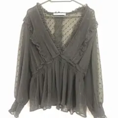 ZARA シースルードットブラウス