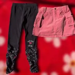 黒レギンスとピンクスカートセット100cm