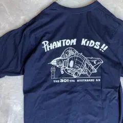 未使用 90's PHANTOM KIDS!! 新田原 自衛隊 Tシャツ 紺